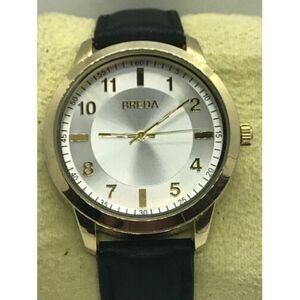 Breda 1653A Women's Watch Analog Arabic Numerals Black Leather Band Round D138